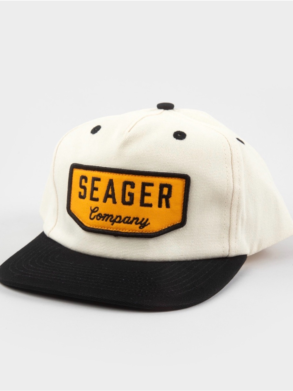 Seager Company Two-Tone Patch Cap in Ivory and Black
